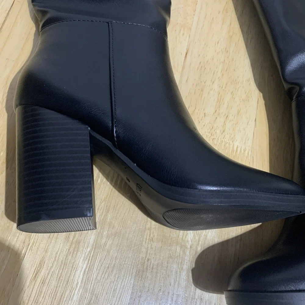 Unisa Lanna-J Black Knee High Women's Boots Sz 6M New Block Heel Retail $115